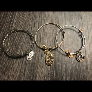 Alex and Ani 3 bracelet bundle + free Anthro book